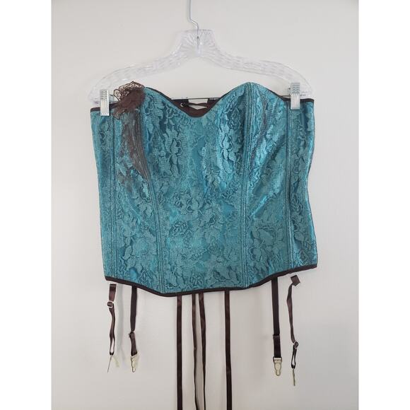 (S4) VTG Y2K Shirley of Hollywood Lace Bustier Strap Corset Garter Adjustable 36 - Picture 1 of 9